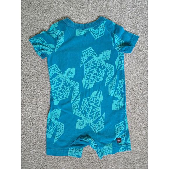 Tea Collection Sea Turtle and Flamingo Romper 2 Piece Bundle Set Size 9-12 Month - Picture 3 of 7